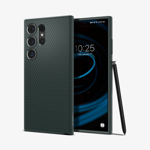 ACS07287 - Galaxy S24 Ultra Case Liquid Air in Matte Black showing the back